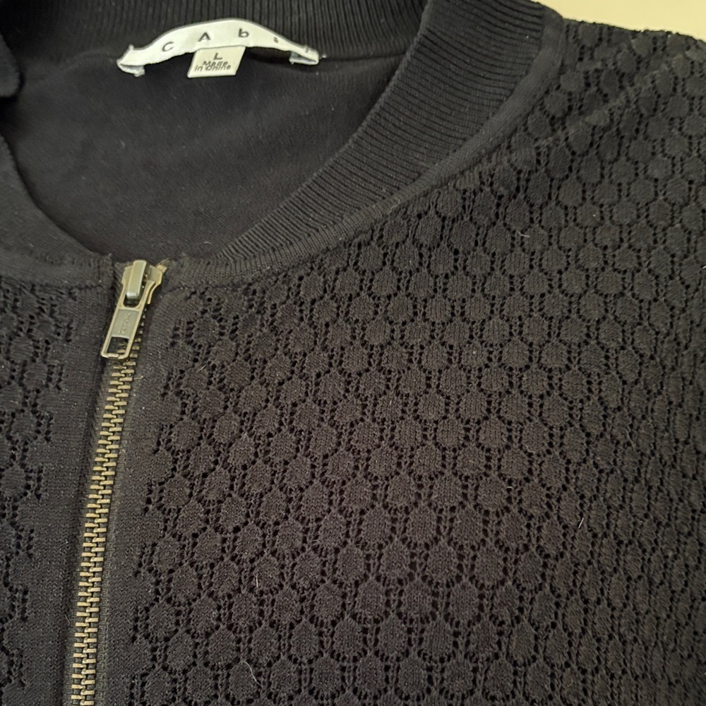CAbi Black Zip-Front Knit Sweater - Picture 3 of 4